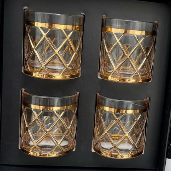 Altuzarra 18k Gold CocktailOld Fashion Glasses & Shaker
